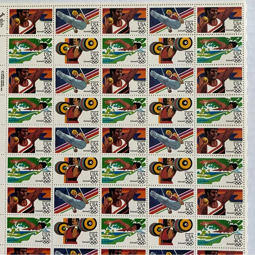 1983 40 cent 1984 Olympics Airmail Full Sheet of 50 Scott #C105-C108 Mint NH